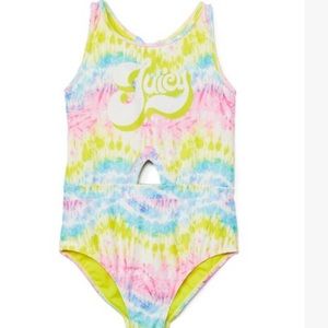 Juicy Couture Yellow/Blue Tie-Dye Cutout One-Piece